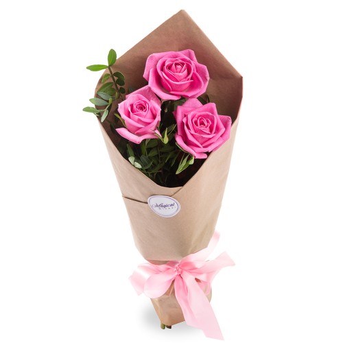 Купить на заказ Букет из 3 розовых роз с доставкой в Уштобе