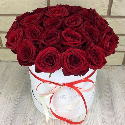 Купить на заказ 31 красная роза в коробке с доставкой в Уштобе