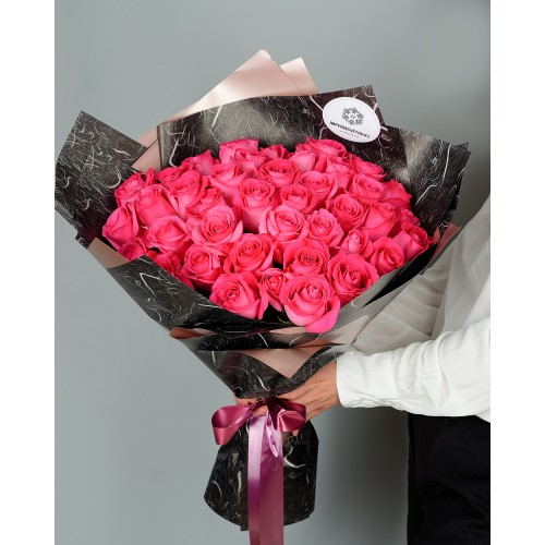 Купить на заказ Букет из 51 розовых роз с доставкой в Уштобе
