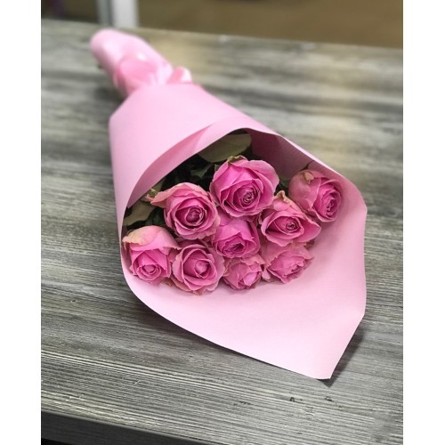 Купить на заказ Букет из 9 розовых роз с доставкой в Уштобе