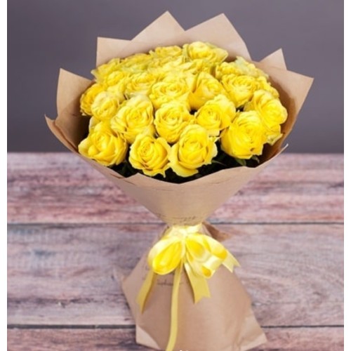 Купить на заказ Букет из 11 желтых роз с доставкой в Уштобе