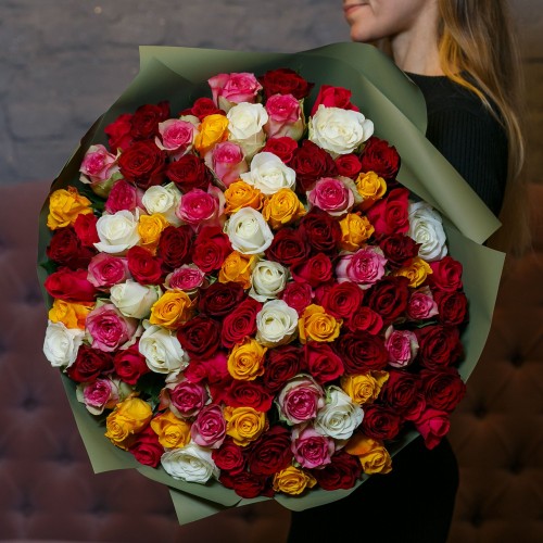 Купить на заказ Букет из 101 розы (микс) с доставкой в Уштобе