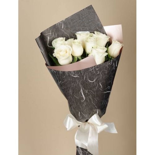 Купить на заказ Букет из 9 белых роз с доставкой в Уштобе